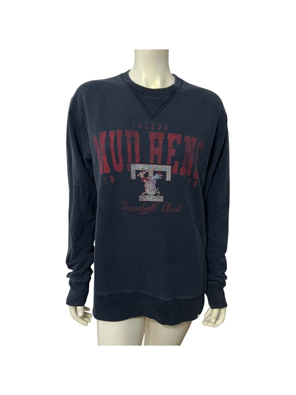 47 Brand Toledo Mud Hens Crew Neck Sweatshirt Navy Blue Large 100 Cotton